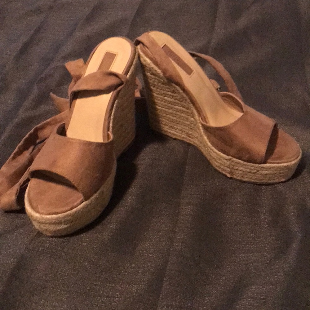 Brown wedge heels